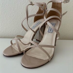 Nude Strappy Block Heel Sandals